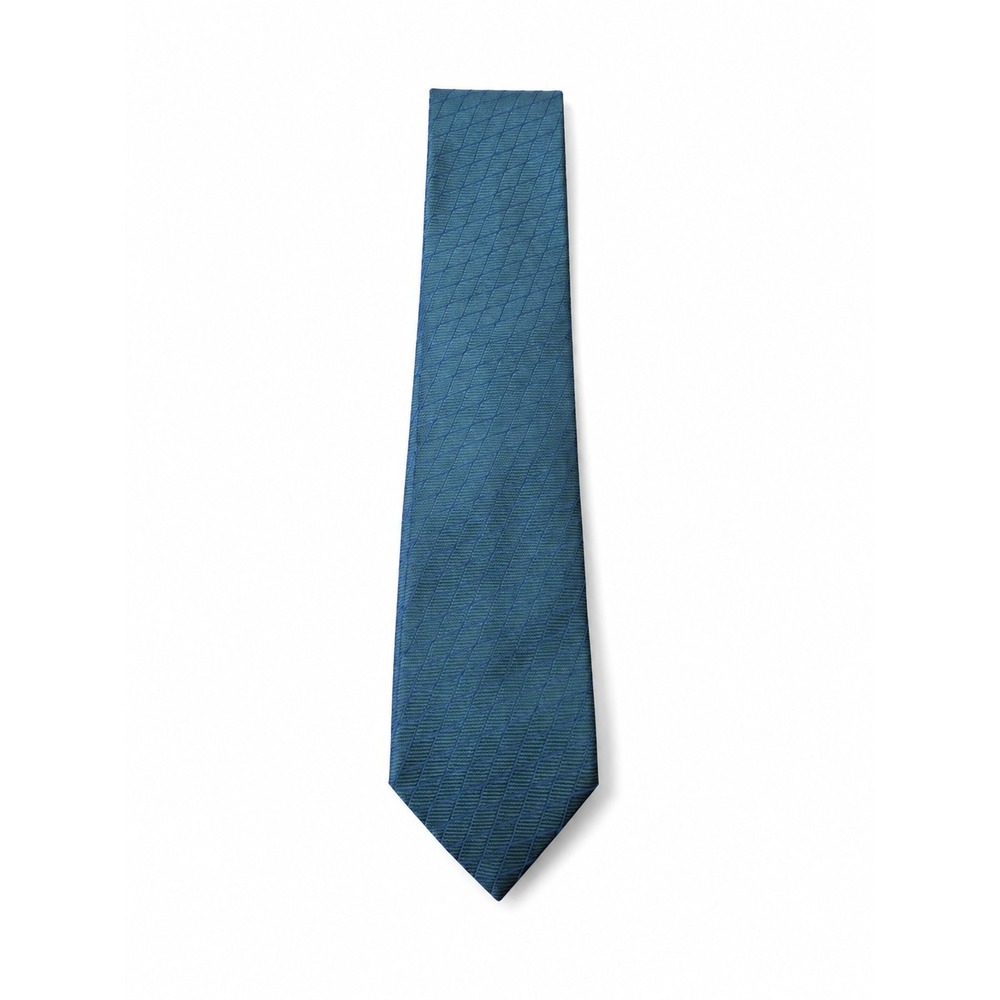 Charvet Place Vendome Silk Tie Green & Blue Geometric Jacquard France